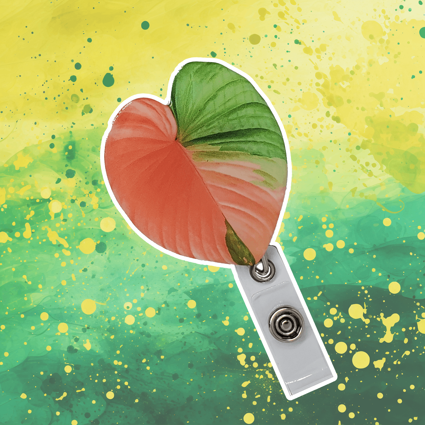 Pink Philodendron - Leaf Badge Reel